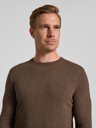 Christian Berg Men Strickpullover aus Wolle-Kaschmir-Mix Dunkelbraun Melange 3