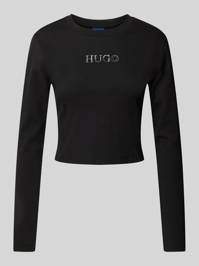 Hugo Blue Cropped Longsleeve mit Rundhalsausschnitt Modell 'Della' Black 2