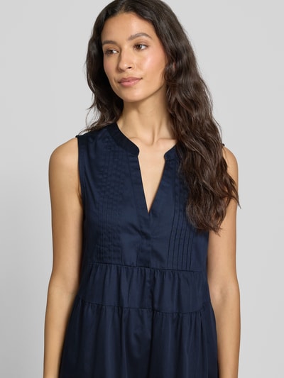 Milano Italy Sukienka midi z kołnierzem z lamówką Ciemnoniebieski 3