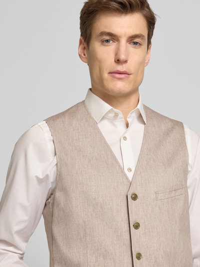 CG - Club of Gents Weste mit Leistentaschen Modell 'Mosley' Beige 3