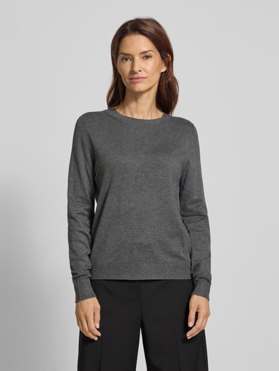 s.Oliver RED LABEL Sweter z dzianiny o kroju regular fit z mieszanki wiskozy Średnioszary melanż 4