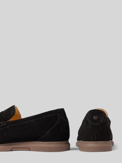 Produktfoto, loafersy z naturalnej skóry Model 'Elia' od Henry Stevens, czarny kolor, fakturowany wzór, wysokość obcasa w rozmiarze 44: 2 cm, wysokość cholewki w rozmiarze 44: 7 cm, szerokość cholewki w rozmiarze 44: 12 cm