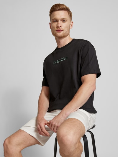 CK Calvin Klein T-shirt z detalem z logo Czarny 3