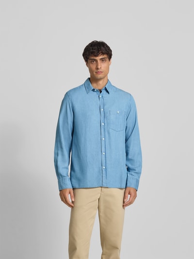 Officine Générale Freizeithemd aus reinem Lyocell Jeansblau 4