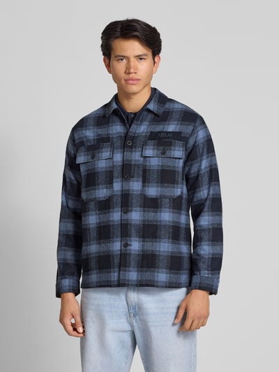 Replay Regular fit overhemdjack met borstzakken Marineblauw - 4