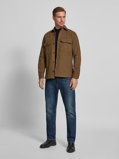Jack & Jones Premium Regular fit vrijetijdsoverhemd met borstzakken, model 'Rayle' Middenbruin - 1