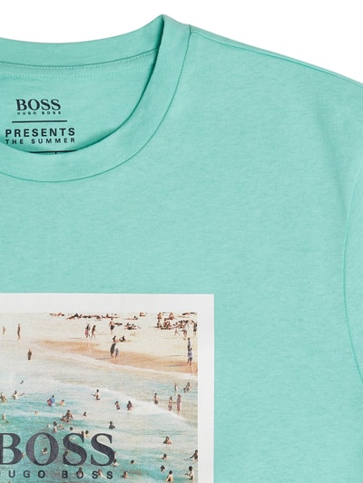 BOSS Orange T-shirt met polaroidprint, model 'Summer' Aquablauw - 2