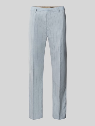 Produktfoto, Straight Fit Hose mit Leinen-Anteil Modell 'Wesley' von Matinique in Hellblau mit Bügelfalten, Gesäßtaschen und Hakenverschluss, Baumwoll-Mix