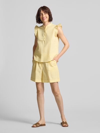 VERO MODA Bluzka o kroju regular fit z mieszanki bawełny i lnu model 'SELMA' Żółty 1