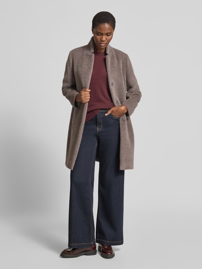 ICONS Cinzia Rocca Mantel aus Baumwoll-Alpaka-Mix mit Stehkragen Mittelbraun Mel 1