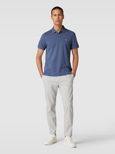 Gant Poloshirt mit seitlichen Schlitzen Modell 'SHIELD' Jeansblau Melange 1