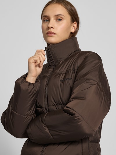 Review Steppjacke mit Label-Stitching Dunkelbraun 3