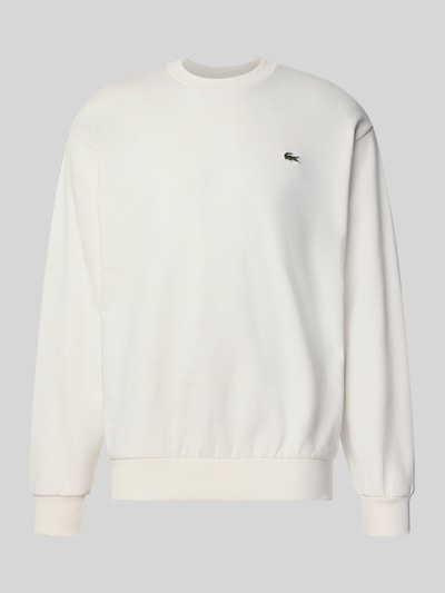 Produktfoto, Regular Fit Sweatshirt aus Baumwoll-Mix von Lacoste in Cremeweiß mit glatter Oberfläche und feinem Rippbündchen, Herren Sweatshirt von Lacoste