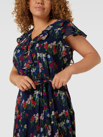 Lauren Ralph Lauren Curve Midi-jurk met bloemenmotief, model 'PRAPAVY' Donkerblauw - 3