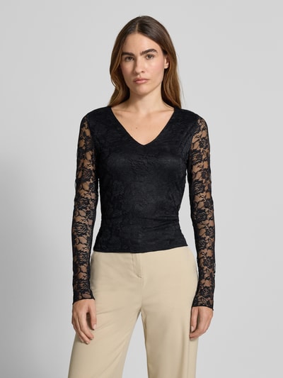 Vero Moda Slim Fit Langarmshirt in Spitzen-Optik Modell 'IBEN' Black 4