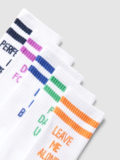 Jack & Jones Sokken met contraststrepen in een set van 5 paar, model 'STATEMENT TEXT' Wit - 2
