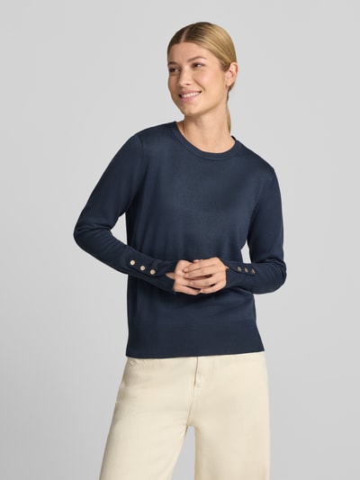 FREE/QUENT Gebreide pullover van viscosemix model 'KATIE' Donkerblauw - 4