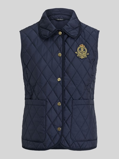 Produktfoto, Regular Fit Steppweste mit Umlegekragen von Lauren Ralph Lauren, efekt: jednolity kolor, krój regular fit, wykładany kołnierz, zapięcie na zatrzask, wzór w kratę, naszywka z logo, akcenty metalowe, wykończenie: rozcięcie z tyłu, boczna kieszeń