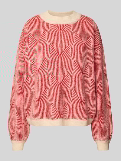 Pieces Comfort fit gebreide pullover met wol, model 'JENNA' Rood gemêleerd - 2