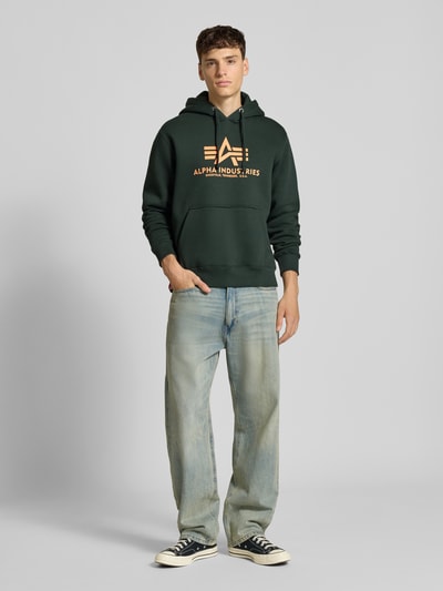 Alpha Industries Hoodie met labelprint Flessengroen - 1