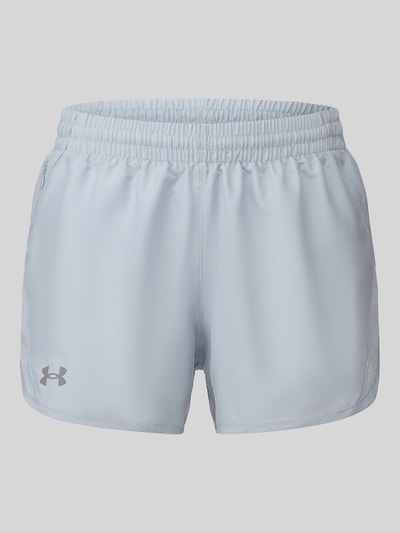 Produktfoto, Regular Fit Sportshorts mit elastischem Bund von Under Armour in hellem Grau, glatte Struktur, Damen Sportshorts von Under Armour
