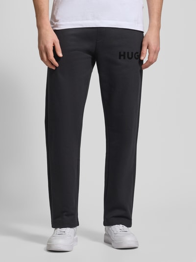 HUGO Straight Leg Sweatpants mit Label-Print Modell 'Dumrulo' Black 4