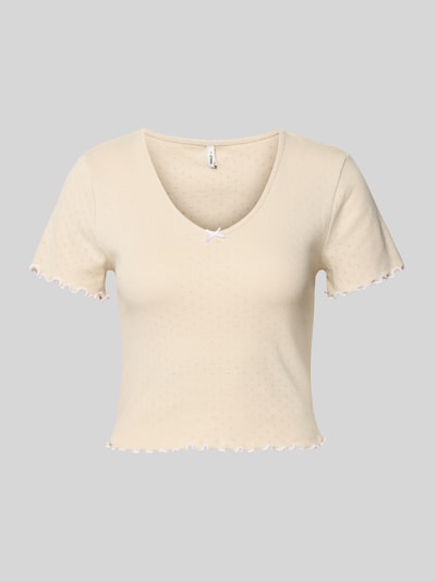 ONLY Slim fit T-shirt van katoenmix, model 'CARLOTTA' Ecru - 2