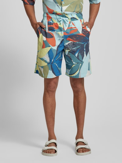 JAKE*S STUDIO MEN Regular Fit Shorts mit Allover-Print Helltuerkis 4