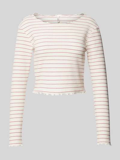 ONLY Top krótki o kroju slim fit o fakturze wafla model ‘ANITS’ Różowy 2