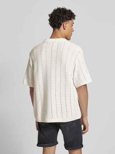 Jack & Jones Relaxed fit poloshirt met ajourpatroon, model 'PAROS' Offwhite - 5