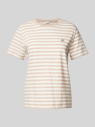 Gant T-Shirt mit Label-Stitching Sand 1