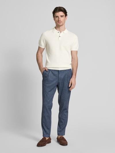 Christian Berg Men Poloshirt mit gerippten Abschlüssen Offwhite 1