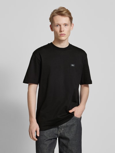 Calvin Klein Jeans T-Shirt mit geripptem Rundhalsausschnitt Black 4