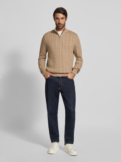 Tommy Hilfiger Regular fit schipperstrui van puur katoen Taupe - 1