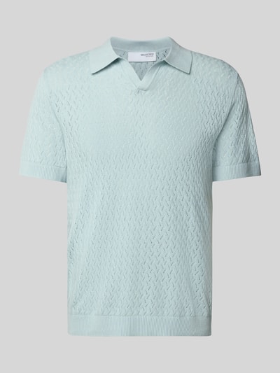 SELECTED HOMME Regular fit poloshirt in gehaakte look, model 'LINO' Lichtblauw - 2