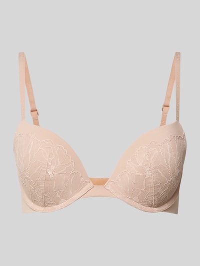 Calvin Klein Underwear Regular Fit BH mit Spitzenbesatz Modell 'Plunge' Beige 1
