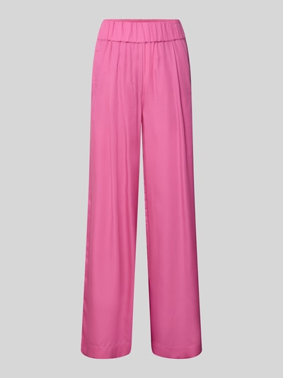 Produktfoto, Wide Leg Stoffhose mit elastischem Bund van Lanius, dames stoffen broek van puur lyocell, wide leg, steekzakken, bandwijdte maat 36: 36 cm, binnenbeenlengte maat 36: 80 cm, roze kleur, gladde textuur