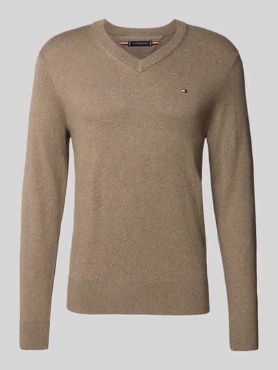 Tommy Hilfiger Regular fit pullover van een mix van katoen en kasjmier Taupe - 2