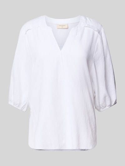 FREE/QUENT Relaxed fit linnen blouse met tuniekkraag, model 'Lava' Offwhite - 2