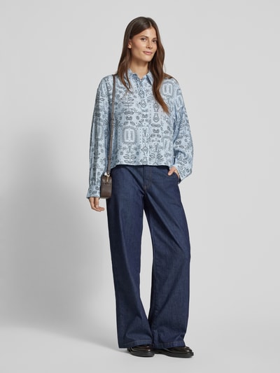 JAKE*S STUDIO WOMAN Regular Fit Bluse mit durchgehender Knopfleiste Hellblau 1