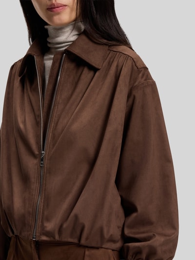 BOSS Orange Loose Fit Kunstlederjacke mit Umlegekragen Modell 'Jasuede' Mittelbraun 6