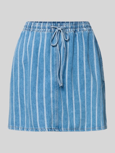 Produktfoto, Regular Fit Mini-Rock aus reiner Baumwolle von Marc O'Polo Denim in Hellblau mit weißen Streifen, Twill, elastischer Bund, Tunnelzug