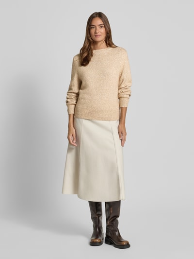 OPUS Strickpullover mit Rundhalsausschnitt Modell 'Panep' Camel 1