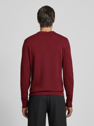 HUGO Gebreide pullover met labelbadge, model 'San Cassius' Bordeaux - 5