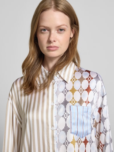 Herzensangelegenheit Overhemdblouse van zijdemix Taupe - 3