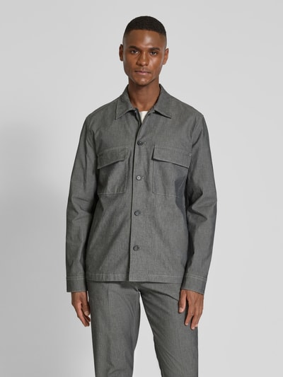 Marc O'Polo Loose Fit Hemdjacke aus Baumwoll-Chambray Mittelgrau 4