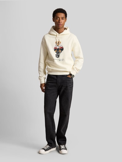 Polo Ralph Lauren Regular Fit Hoodie mit ikonischem Bärenmotiv aus reiner Baumwolle Offwhite 1