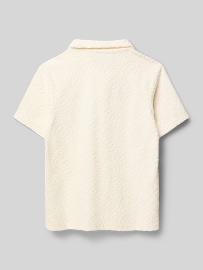 Produktfoto, Regular Fit Poloshirt mit Strukturmuster von Garcia aus Baumwoll-Mix in Creme, kurzärmelig, Polokragen, Rückenlänge 57 cm bei Größe 140.