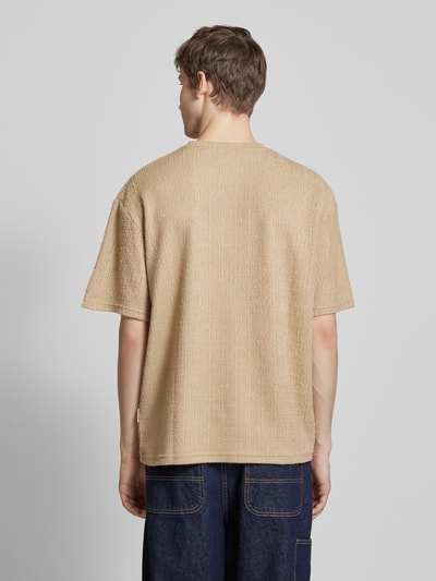 Redefined Rebel T-shirt met structuurmotief, model 'Tony' Beige - 5