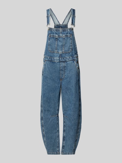 Productfoto, Barrel Fit Denim-tuinbroek met verstelbare bandjes van GAP, puur katoen, borstzak, dames, totale lengte 146 cm, binnenbeenlengte 66 cm